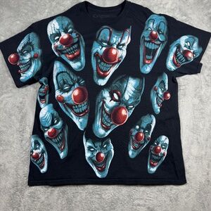 Liquid Blue Killer Clown Faces Graphic Tee | Men’s Large | 2018 Horror Shirt